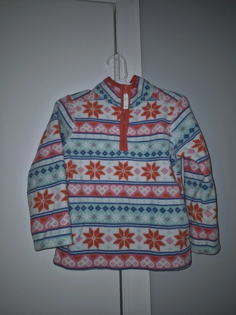 Carter's Red and Multicolor Fleece Pullover Sweater - 3T